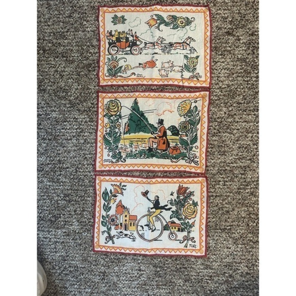 Tony Sarg Cocktail Napkin set Of 3.‎ Rare